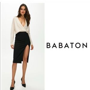 Babaton Black Women's Pencil Skirt with Slit